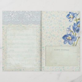 Blauw Floral Patterned & Lace Journal Page