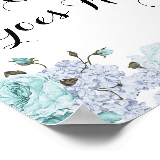 Blauw Floral  Poster afdrukken (Hoek)