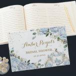 Blauw Floral Princess Pumpkin Coach Bridal Gastenboek<br><div class="desc">Koop je speciale dag voor de jaren dat je met een aangepast gastenboek komt. Met babyblauwe Franse rozen en een pompoenbus. Pas het met uw details gemakkelijk en snel aan, druk eenvoudig de pas het knoop aan om de stijl en de plaatsing van de tekst verder te herschikken en te...</div>