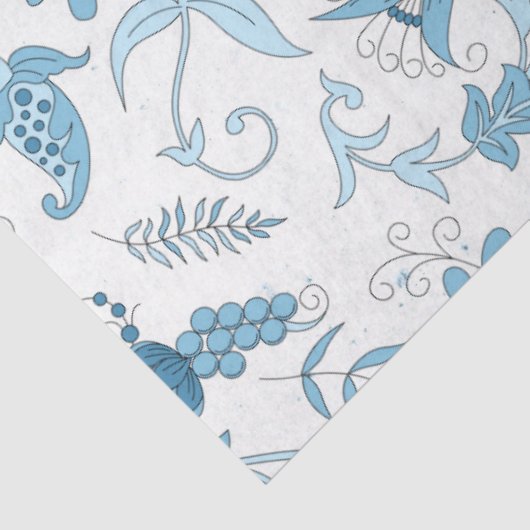 Blauw Floral reeks Design 8 Tissuepapier (Detail)