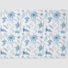 Blauw Floral reeks Design 8 Tissuepapier