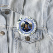 Blauw Floral Roos Afstuderen Foto Ronde Button 7,6 Cm (In situ)