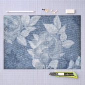 Blauw Floral Script Decoupage Tissuepapier (Craft)