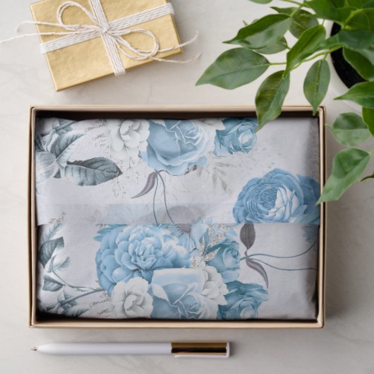 Blauw Floral Series Design 2 Tissuepapier (Geschenk)