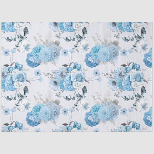 Blauw Floral Series Design 2 Tissuepapier (Voorkant)