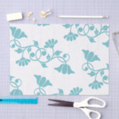 Blauw Floral Silhouette Tissuepapier (Craft)