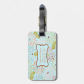 Blauw Floral, speciaal Bagagelabel (Achterkant verticaal)
