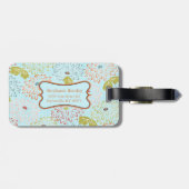 Blauw Floral, speciaal Bagagelabel (Achterkant horizontaal)