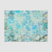 Blauw Floral Text Decoupage Paper Tissuepapier (Voorkant)