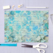 Blauw Floral Text Decoupage Paper Tissuepapier (Craft)