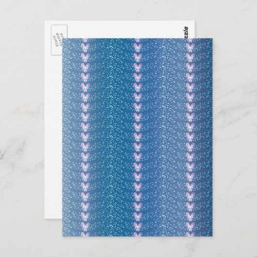  Blauw Floral Violet behang Briefkaart (Voorkant / Achterkant)