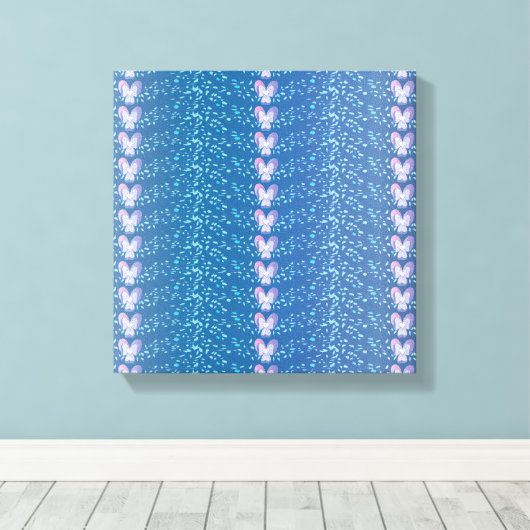  Blauw Floral Violet behang Canvas Afdruk (Insitu (Houten vloer))