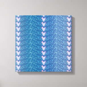Blauw Floral Violet behang Canvas Afdruk