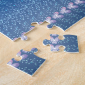 Blauw Floral Violet behang Legpuzzel (Zijkant)