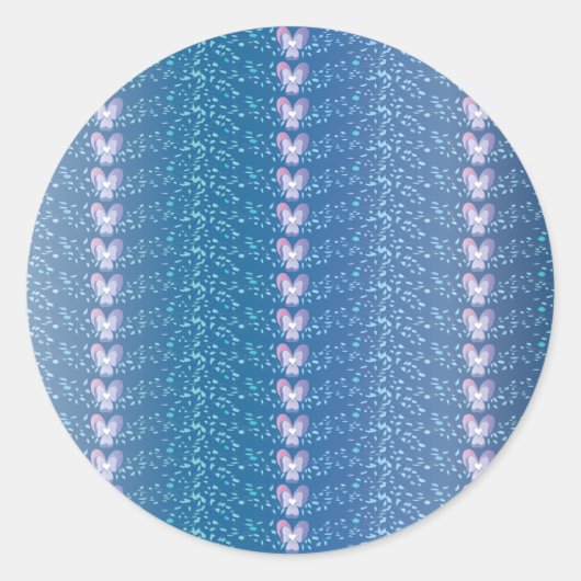  Blauw Floral Violet behang Ronde Sticker (Voorkant)
