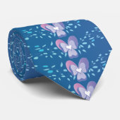  Blauw Floral Violet behang Stropdas (Opgerold)