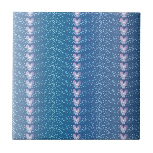  Blauw Floral Violet behang Tegeltje (Voorkant)