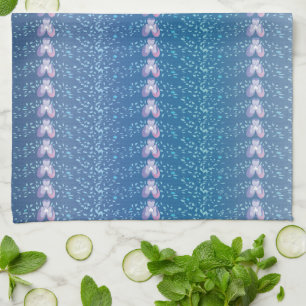 Blauw Floral Violet behang Theedoek