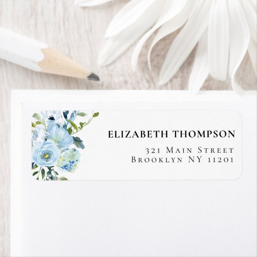  Blauw Floral Vrijgezellenfeest Etiket (Insitu)