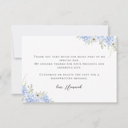 Blauw Floral Vrijgezellenfeest Hartelijk dank Bedankkaart (Achterkant)