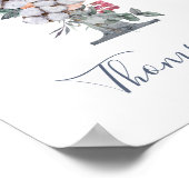 Blauw Floral Waterverf Monogram T Poster voor acht (Hoek)