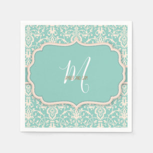  blauw-Floral-Waterverf Servet