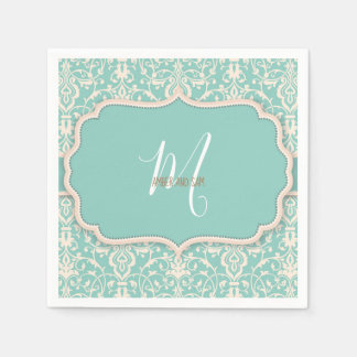 blauw-Floral-Waterverf Servet