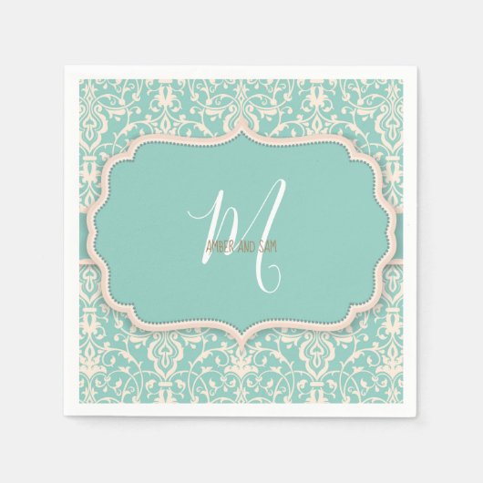  blauw-Floral-Waterverf Servet (Voorkant)