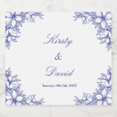 Blauw  Floral Wijnflesetiket Sparkling Wijnetiket (Enkel label)