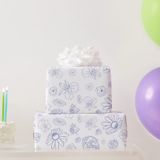 Blauw Floral wrapping Paper Cadeaupapier