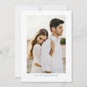 Blauw florale crest lijst, kalligrafie script kaart (Achterkant)