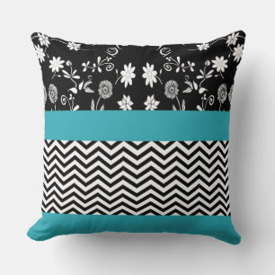 blauw florchevron kussen