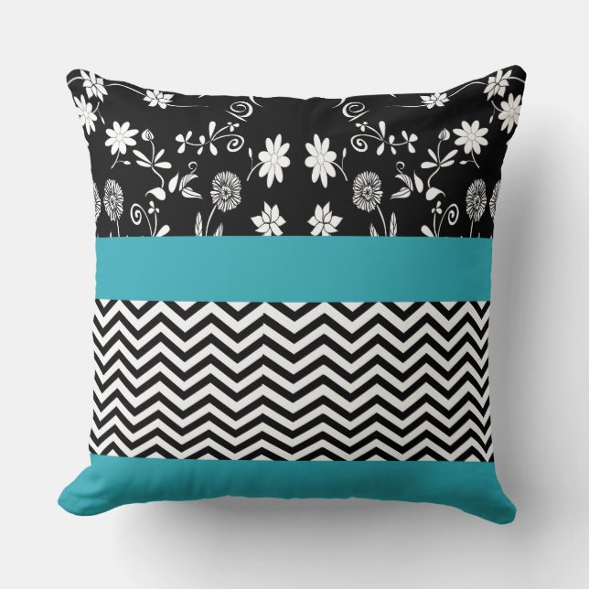 blauw florchevron kussen (Voorkant)