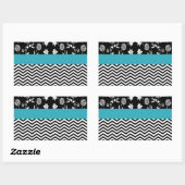 blauw florchevron rechthoekige sticker (Vel)
