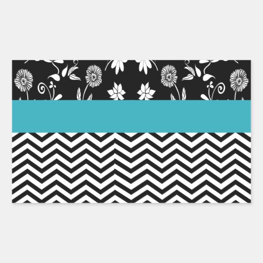blauw florchevron rechthoekige sticker (Voorkant)