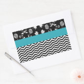 blauw florchevron rechthoekige sticker (Envelop)