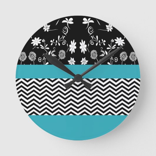 blauw florchevron ronde klok (Voorkant)
