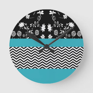 blauw florchevron ronde klok