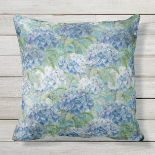 Blauw  floreel Hydrangea Bloedpatroon Buitenkussen