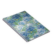 Blauw  floreel Hydrangea Bloedpatroon Notitieboek (Rechterzijde)