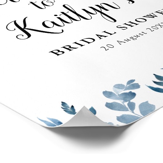 blauw floreel vrijgezellenfeest welkom bord poster (Hoek)