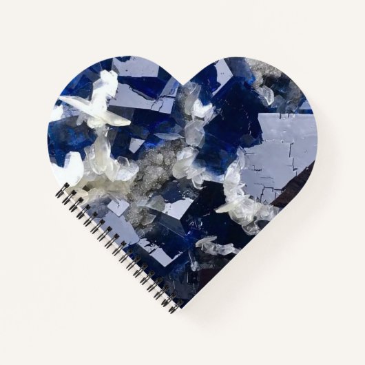 Blauw Flourite Crystal Notitieboek Hart Valentijn (Voorkant)