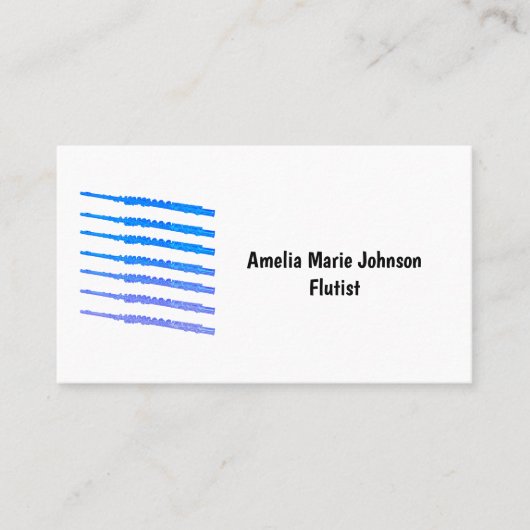 Blauw fluit personaliseren visitekaartje (Voorkant)