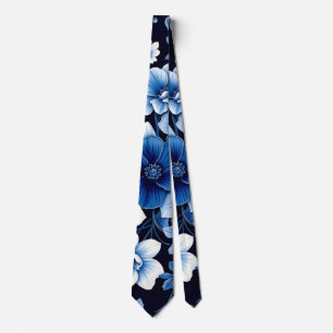blauw fluwelen bloemen das