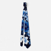 blauw fluwelen bloemen das (Achterkant)