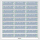 Blauw Foliage Bruiloft Gast Adresetiketten Sticker (Vel)