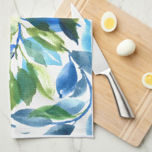 Blauw Foliage keukenhanddoek (Quarter Fold)