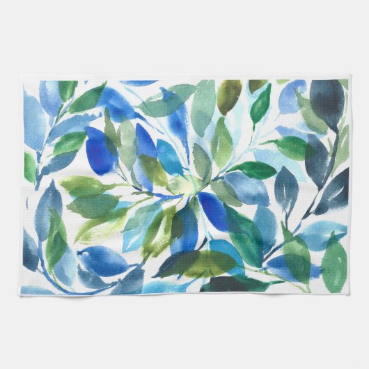 Blauw Foliage keukenhanddoek (Horizontaal)