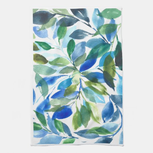 Blauw Foliage keukenhanddoek (Verticaal)