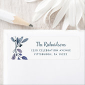 Blauw Foliage op Wit Etiket (Insitu)